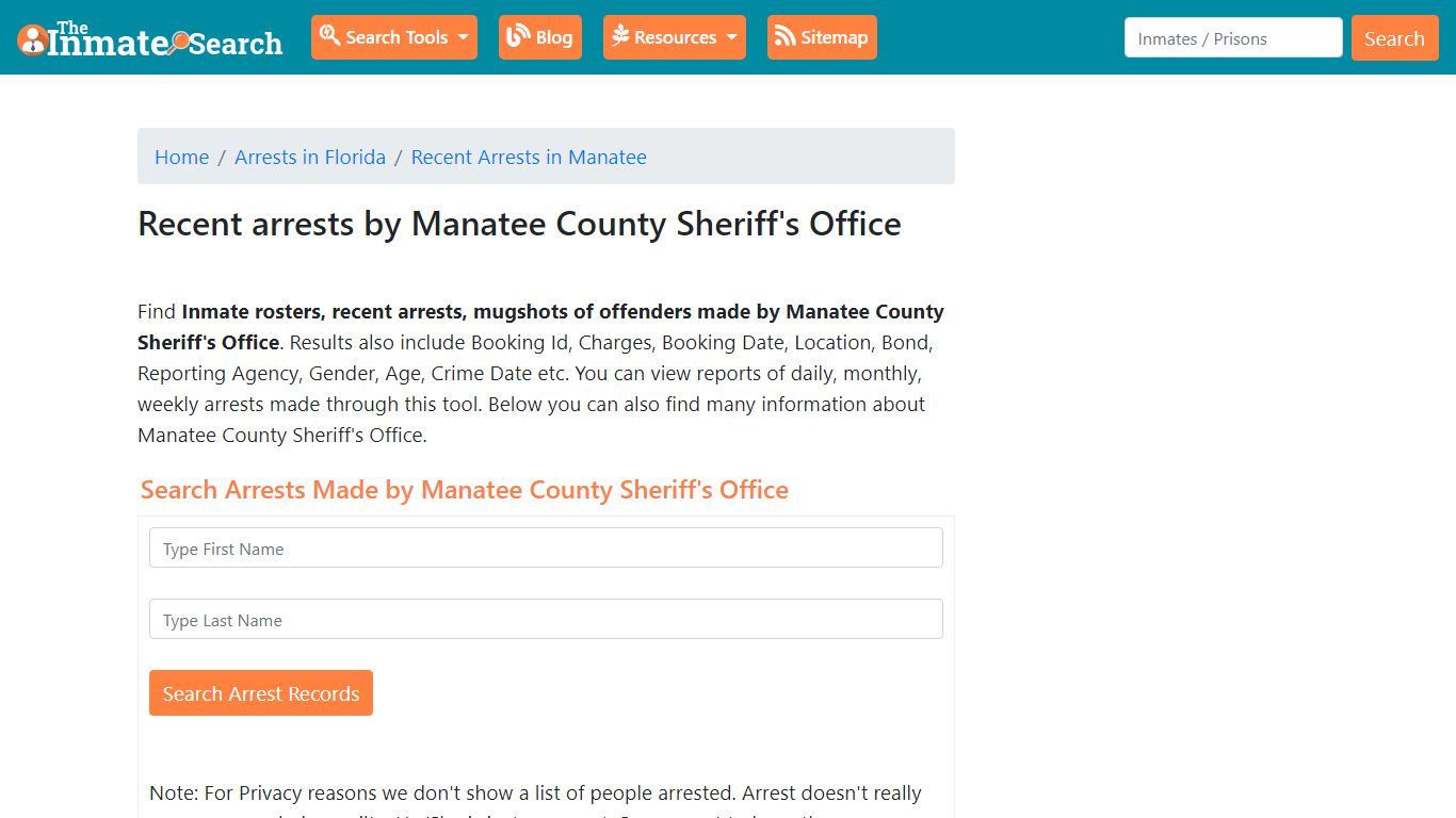 Recent arrests by Manatee County Sheriff's Office ...